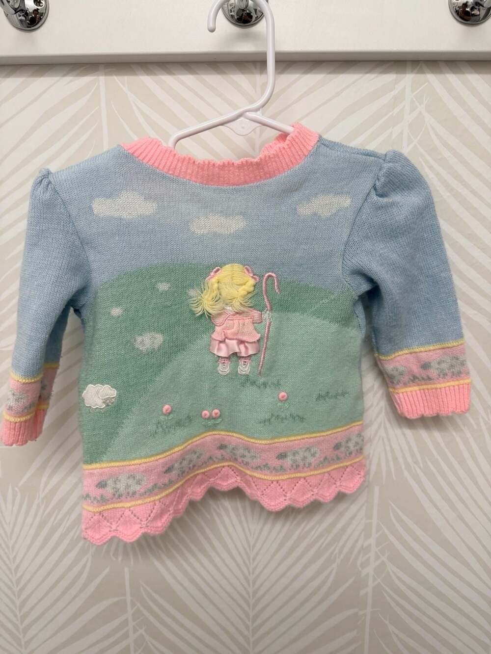 Vintage B.T. Kids Baby Girl Little Bo Peep Themed Knit Sweater 6-9 Months